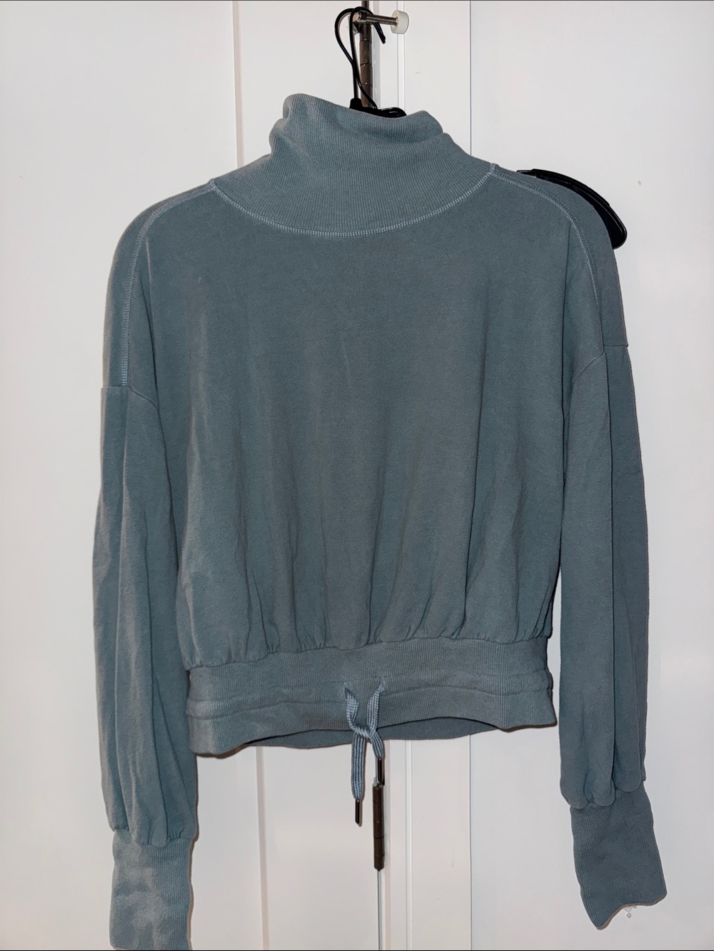Sweaty Betty Slate Blue Turtleneck Drawstring Hem Sweater